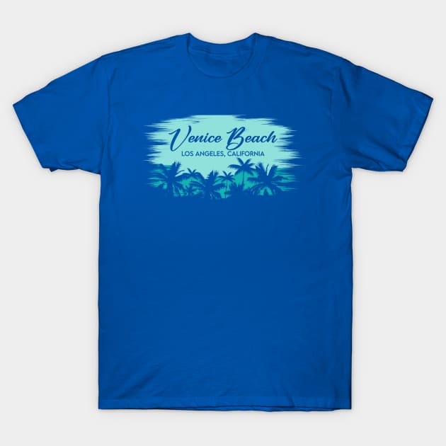 Venice Beach California Retro Beach Landscape with Palm Trees T-Shirt by Now Boarding